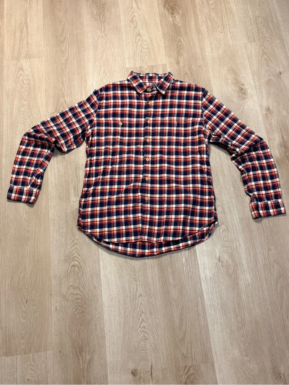 J.Crew Mercantile Red & Blue Plaid Flannel Shirt Size Large Long Sleeve Casual